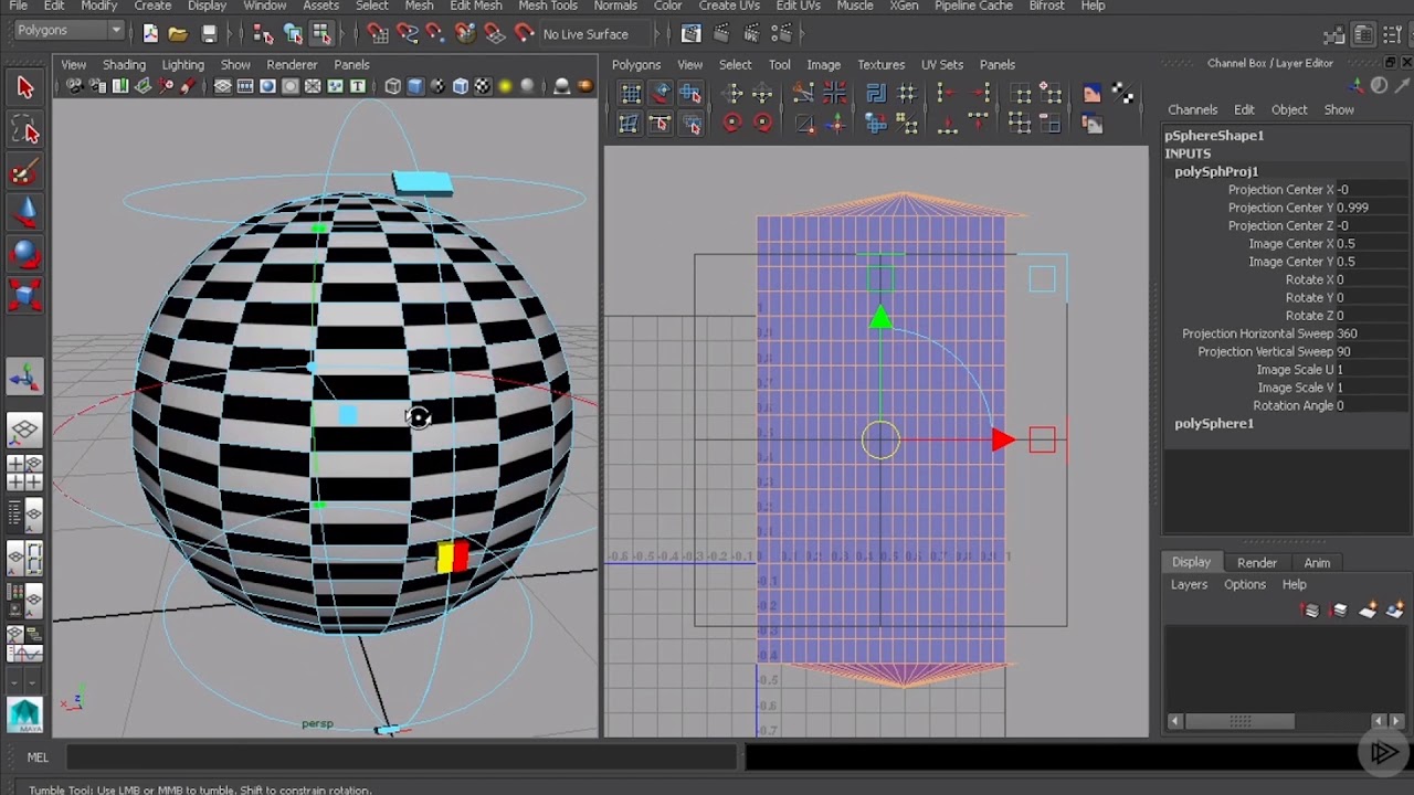 Maya Beginner : UVs Spherical Mapping