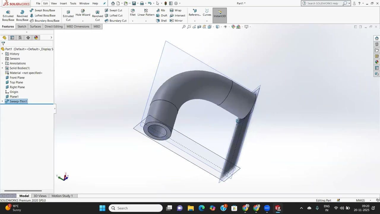 SolidWorks for Beginners: Creating Complex Curves with Sweep and Sweep Cut | Part 08