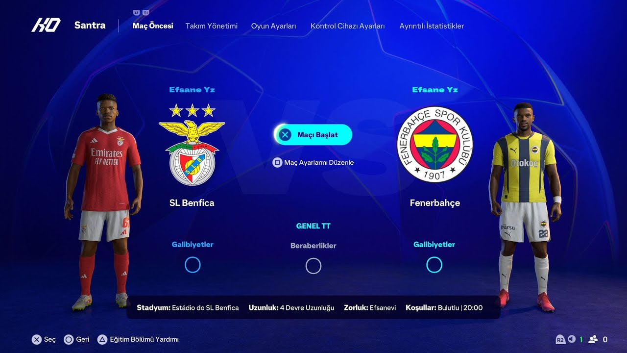 EA SPORTS FC 25 (PS5 SLİM UHD) BENFICA-FENERBAHCE UEFA CHAMPIONS LEAGUE PLAY-OFF MATCH GAMEPLAY