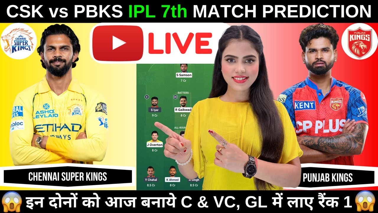 CSK vs PBKS 2026 Live Match Prediction | IPL 2026 Match 7 | Chennai vs Punjab Today Match Prediction