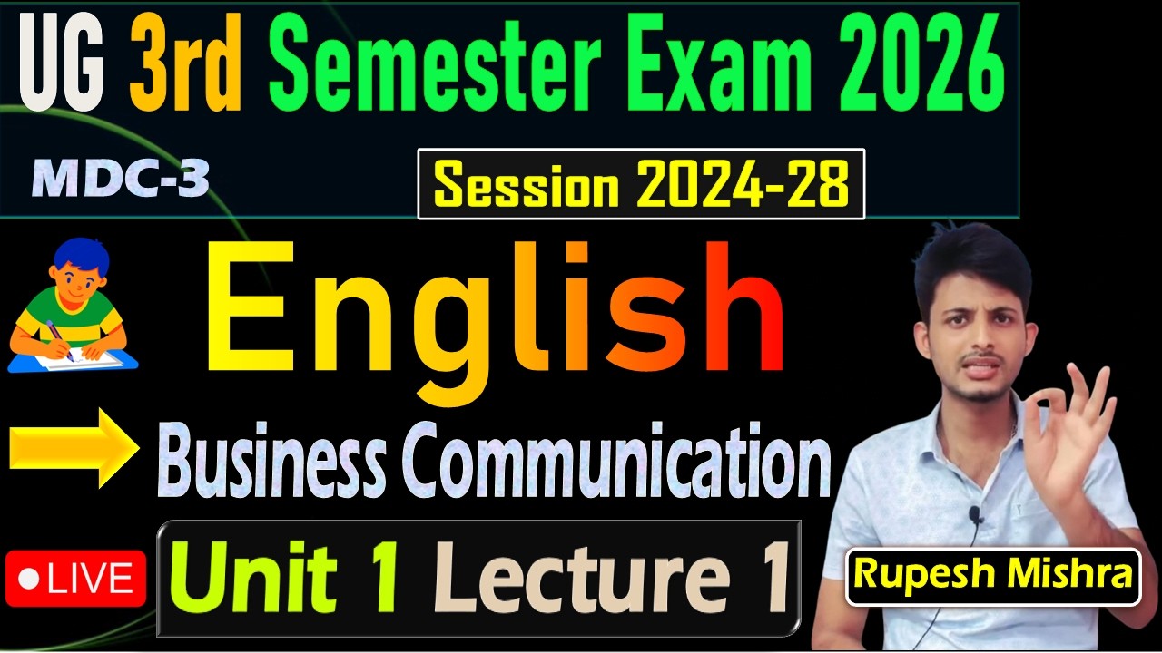 UG 3rd Semester English MDC 2026 | Business Communication Important Questions | Unit 1 Lecture 1