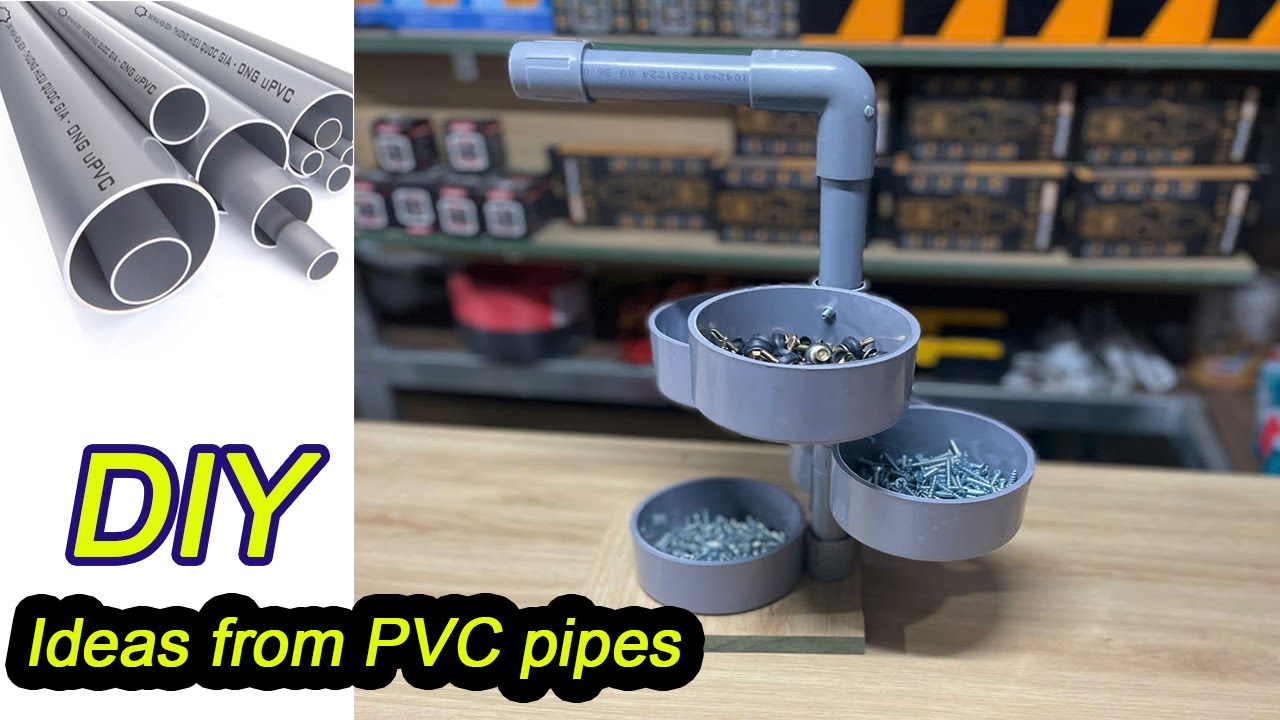 Creative idea from PVC pipe: Make a rotating screw holder from PVC pipe.