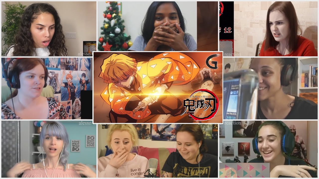 Sleeping Zenitsu Attack！Girls Reaction Mashup! Demon Slayer Kimetsu No Yaiba Episode 12