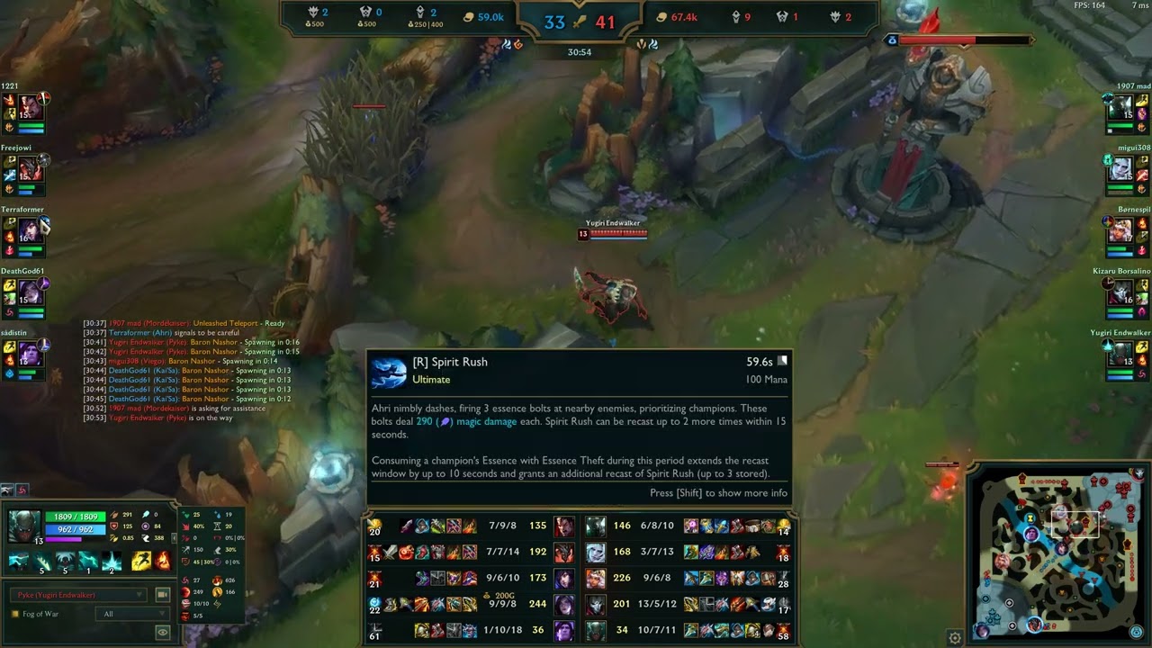 Yugiri Endwalker Pyke lvl 13 oneshot combo Ahri  lvl 16