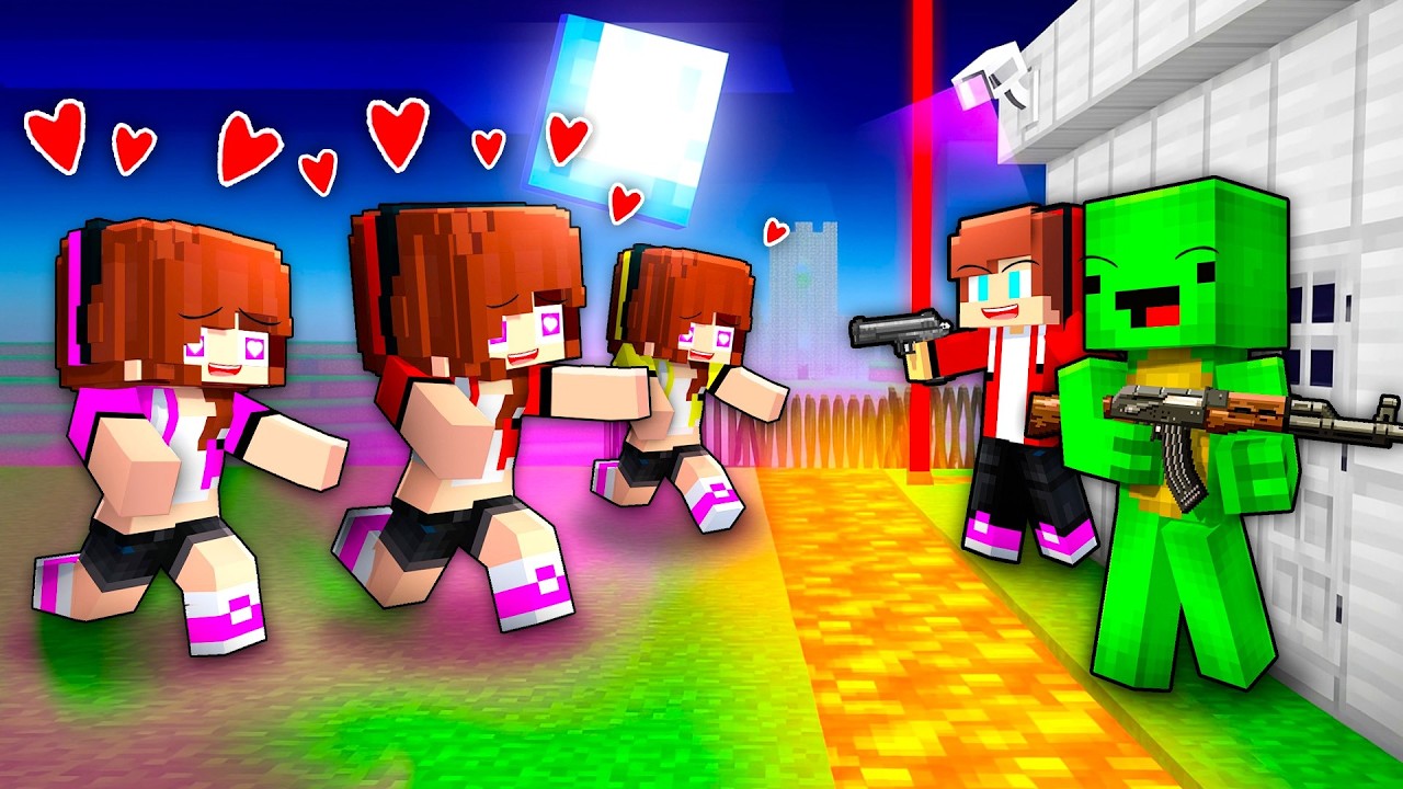 MAIZEN : JJ LOVE CURSE VS Security House | Minecraft Animation