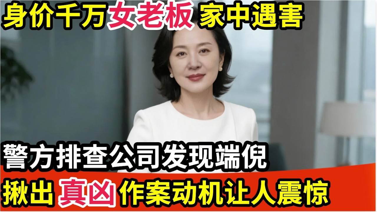 身价千万女老板在家中被害,警方排查全公司发现端倪,查看公司监控果然揪出真凶,作案动机让人震惊【纪实故事】