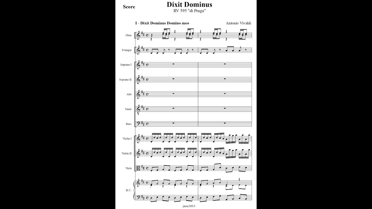 DIXIT DOMINUS in D major (RV 595) by Antonio Vivaldi {Audio + Full score}