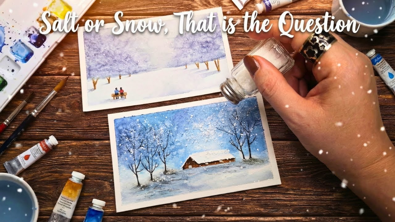 Quick and easy watercolor painting/watercolor winter landscape for beginners🎨