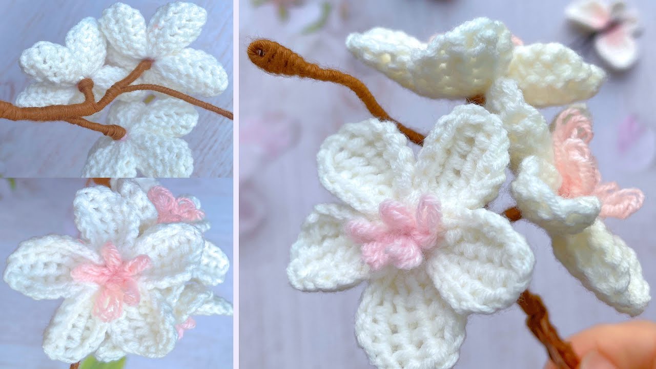 🌸 How to crochet cherry blossom easy | 🌸 amazing so cute and easy#crochetanywhere
