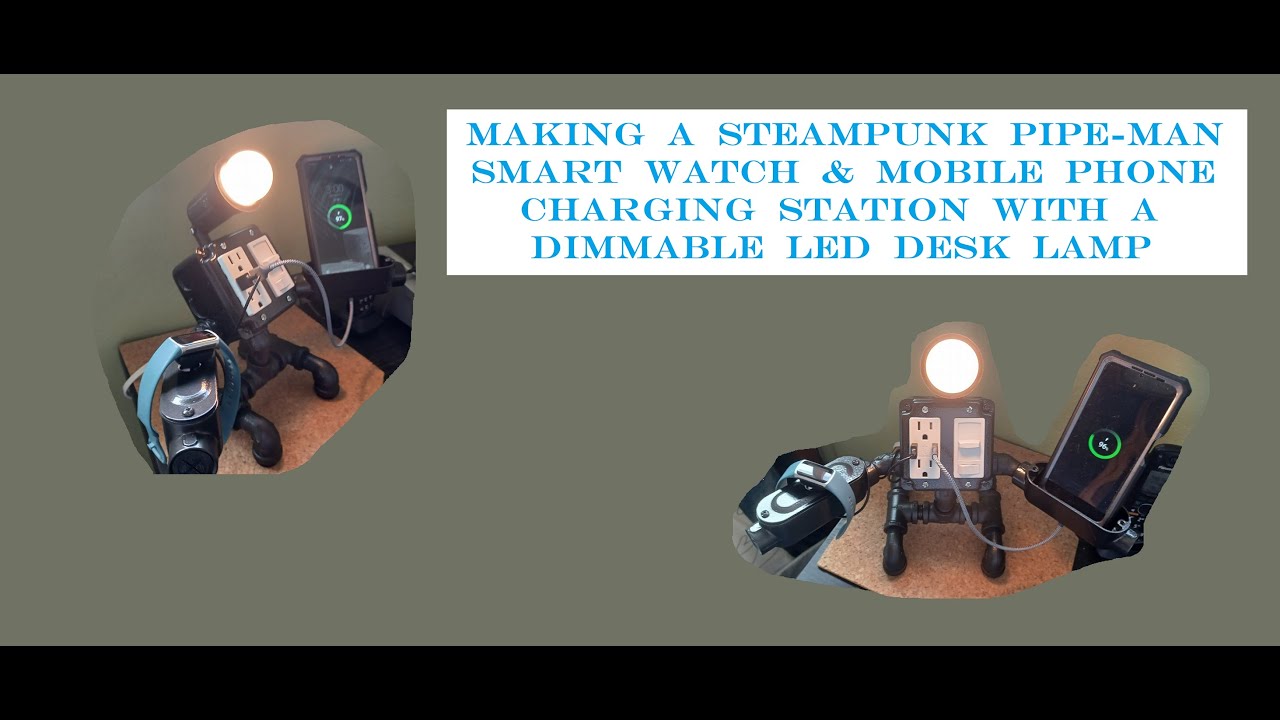 Steampunk Pipe-Man Smart-Watch and Mobile Phone Charging Station