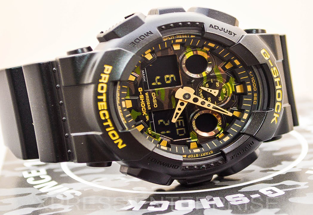 Casio GSHOCK Camo GA100CF-1A9 REVIEW | How To Set Time | LIGHT DISPLAY