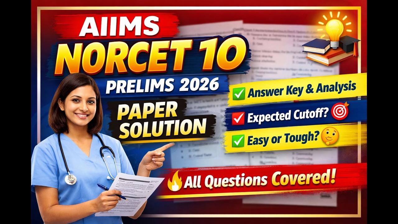 AIIMS NORCET 10 Prelims 2026 Paper Solution | Complete Answers #norcet #aiims #norcet 10