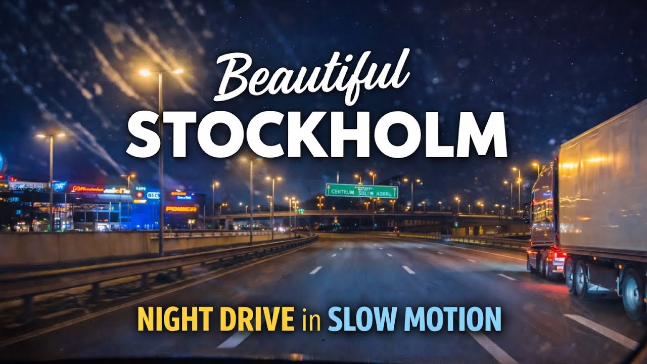 Beautiful Stockholm at Night 🌃 | Slow Motion Night Drive