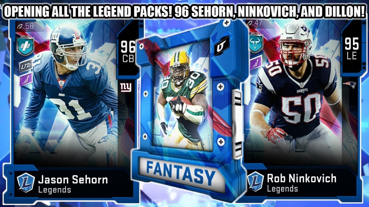 OPENING ALL THE LEGEND FANTASY PACKS! LEGENDS 96 SEHORN, NINKOVICH, AND DILLON! | MADDEN 20