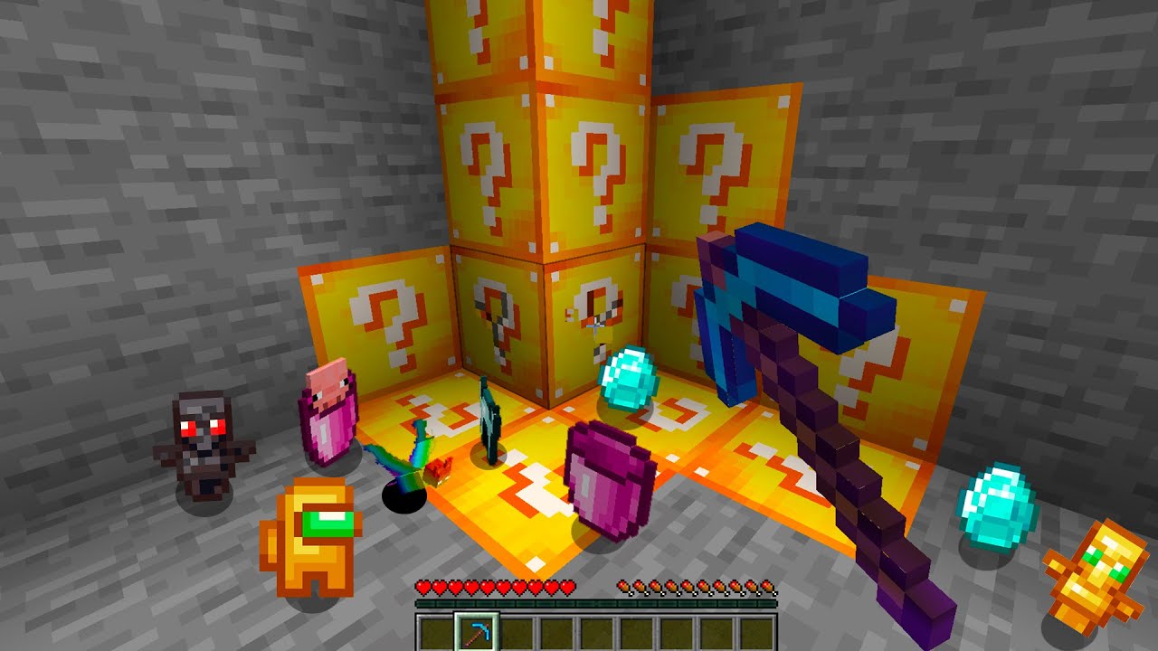 troquei TODOS os minérios por LUCKY BLOCK no minecraft