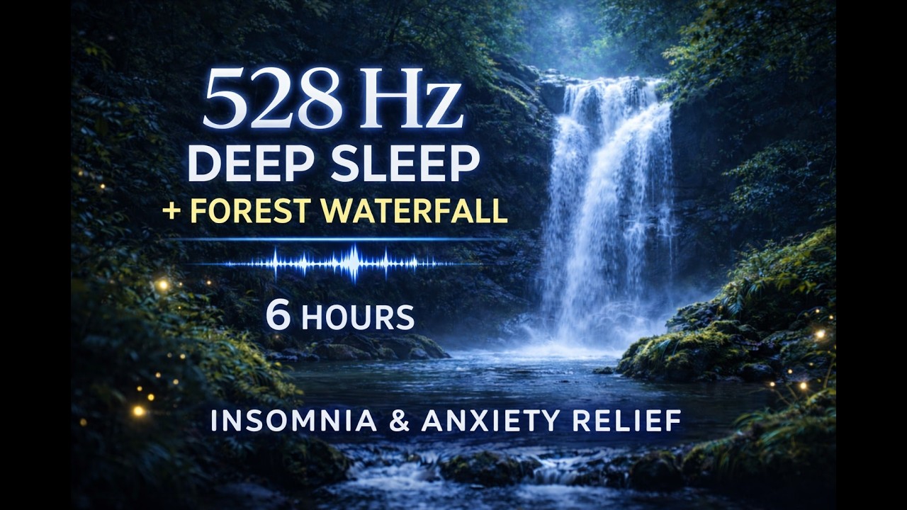 528 Hz Sleep Music with Waterfall Sounds – 6 Hours Deep Relaxation