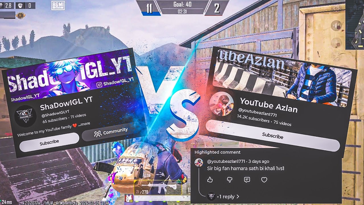 14.2K Subs Streamer YouTube Azlan vs ShaDowIGL YT | TDM 1v1 Room Match