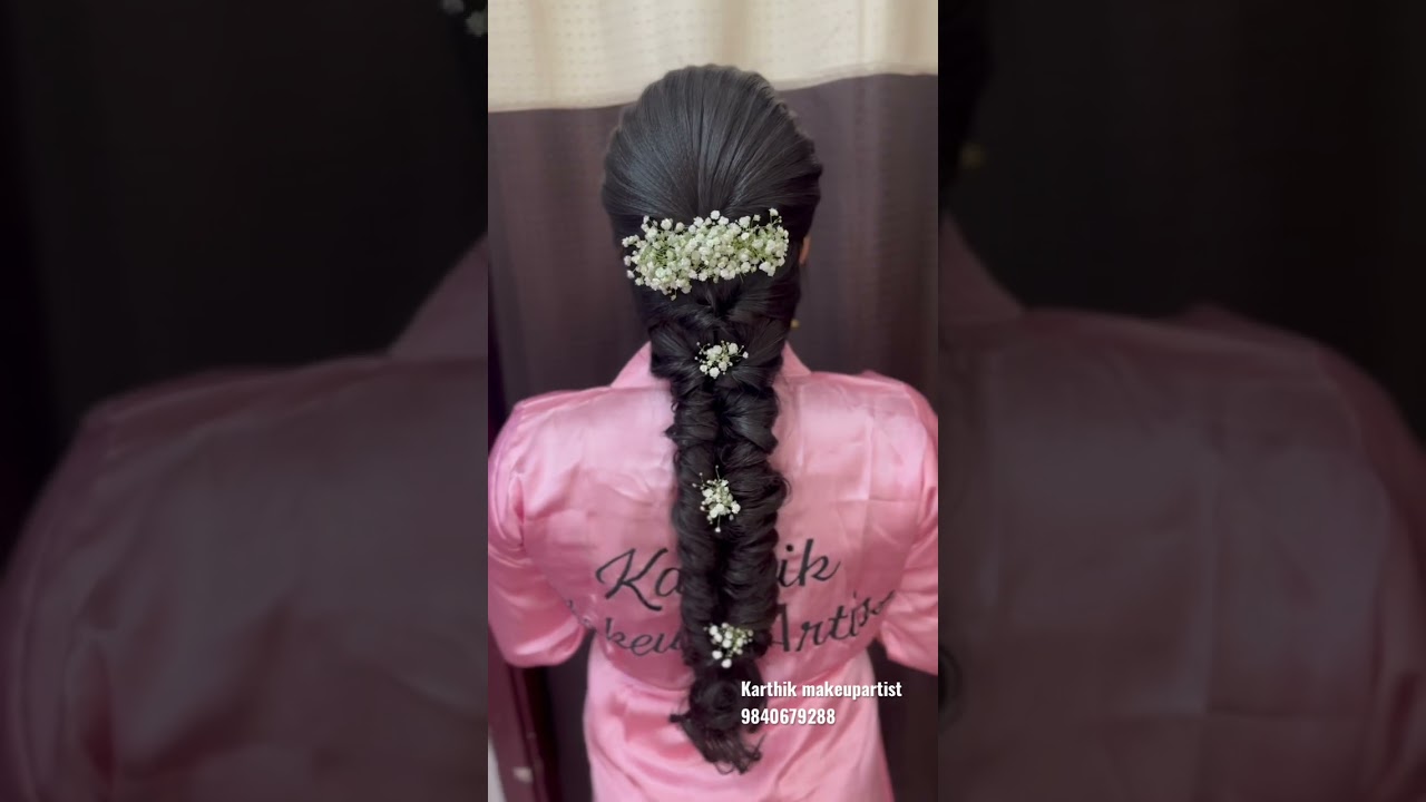 Nagercoil Baby shower￼ Function￼ Traditional  bride￼ ￼hairstyles karthik makeupartist