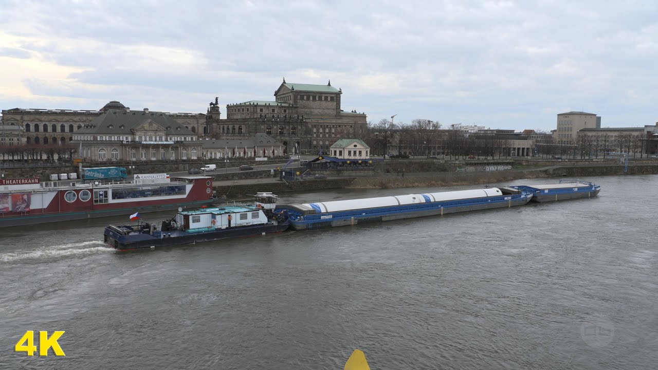 RIO 2 Schubschiff / Durchfahrt Elbe Dresden / tlačný člun Rio 2
