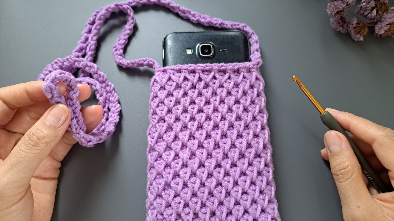 DIY Tutorial💖 Crochet phone bag Honeycomb stitch pattern💖
