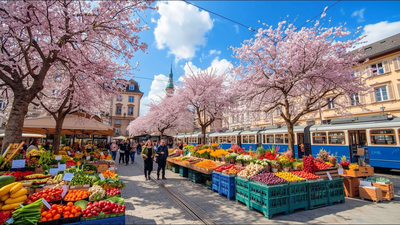 Spring Has Arrived In Zurich Switzerland🇨🇭Impressive Morning Market _ Local Farmers 