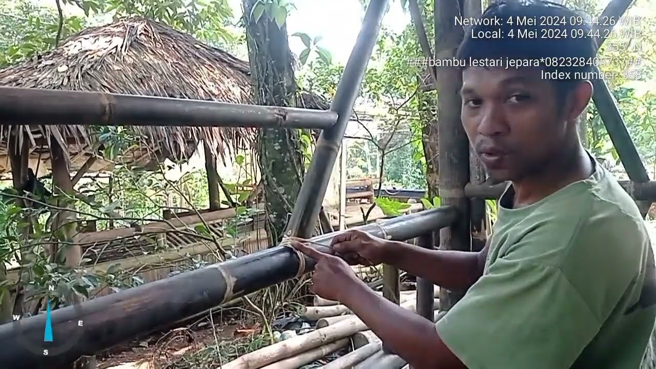 cara mengikat anyaman rotan pada sambungan bambu