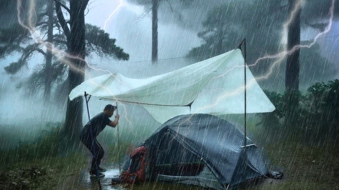 CAMPING IN HEAVY RAIN⛈️HEAVY RAIN CAMPING FOR RELAXING & COZY ESCAPE