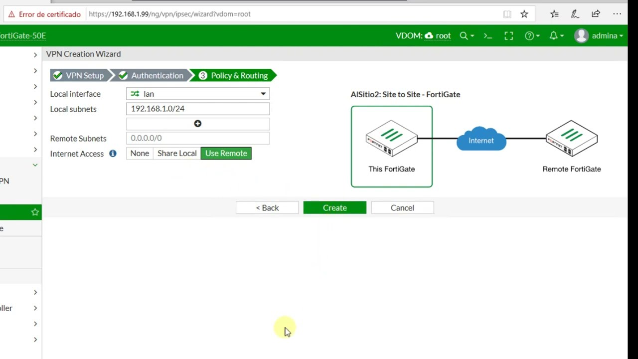 Realizando un VPN Sitio a Sitio con Fortigate Fortine
