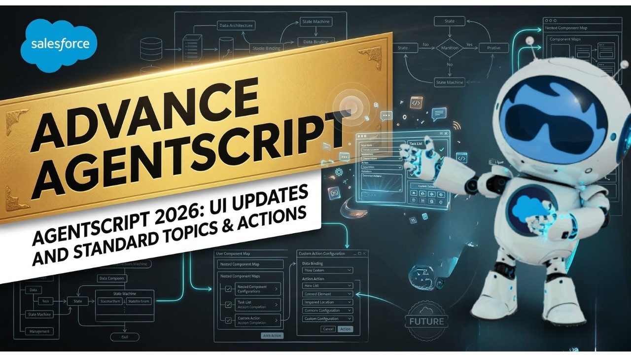 Salesforce AgentScript 2026: UI Updates and Standard Topics & Actions Explained