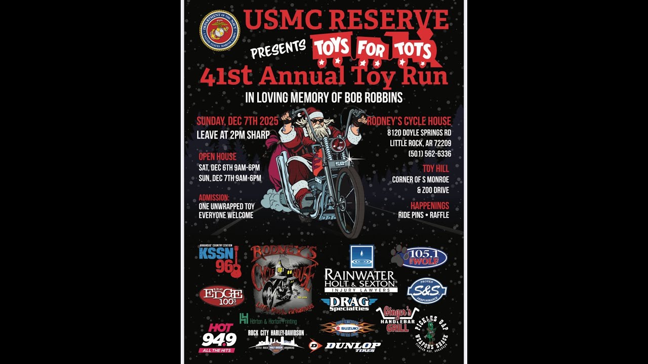 41st Toys for Tots Rodney's Cycle House Little Rock, Ar. Dec. 7 2025