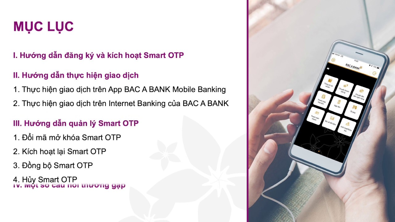 HDSD PTXT Smart OTP KHCN - BAC A BANK