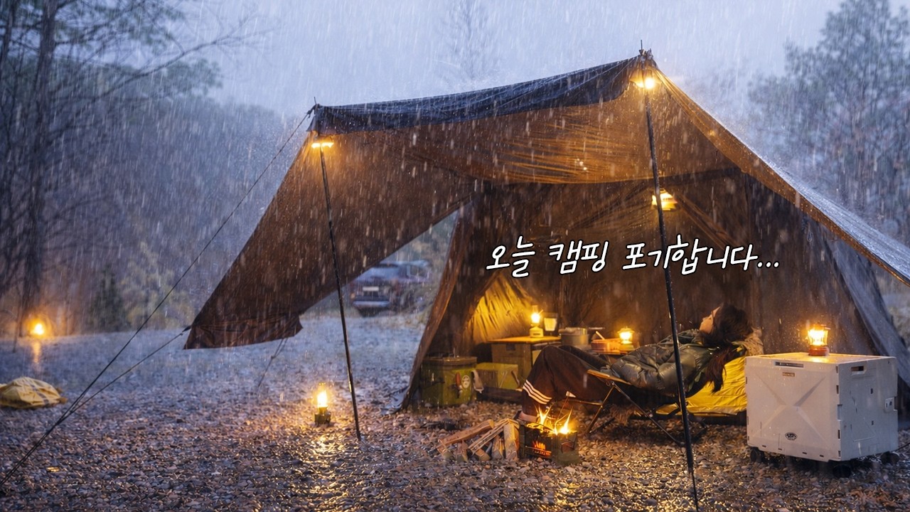 [VLOG] 캠핑 고수도 결국 포기한 날씨, 폭우와 폭설 속 캠핑  | 솔로캠핑 | 캐빈프로