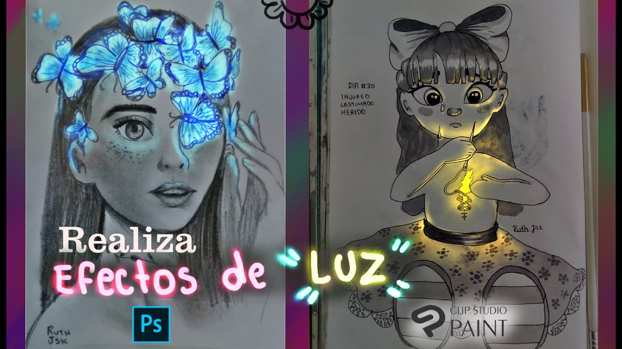 Realiza efectos de luz digitalmente en tus dibujos tradicionales || Photoshop & Clip Studio