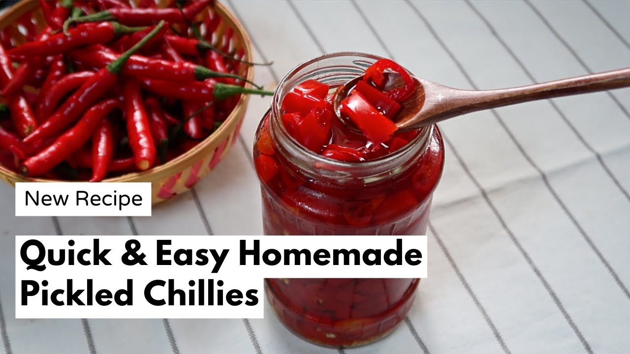 Homemade Chilli Pickled Recipe || How To Make Pickled Chillies || Red Pickled Chillies Recipe