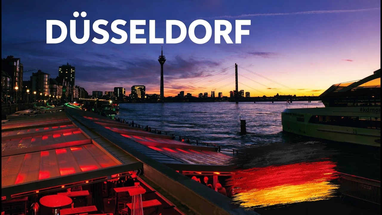 Düsseldorf at Sunset 🇩🇪 | Evening Walk in Altstadt & Rhine Promenade (4K)