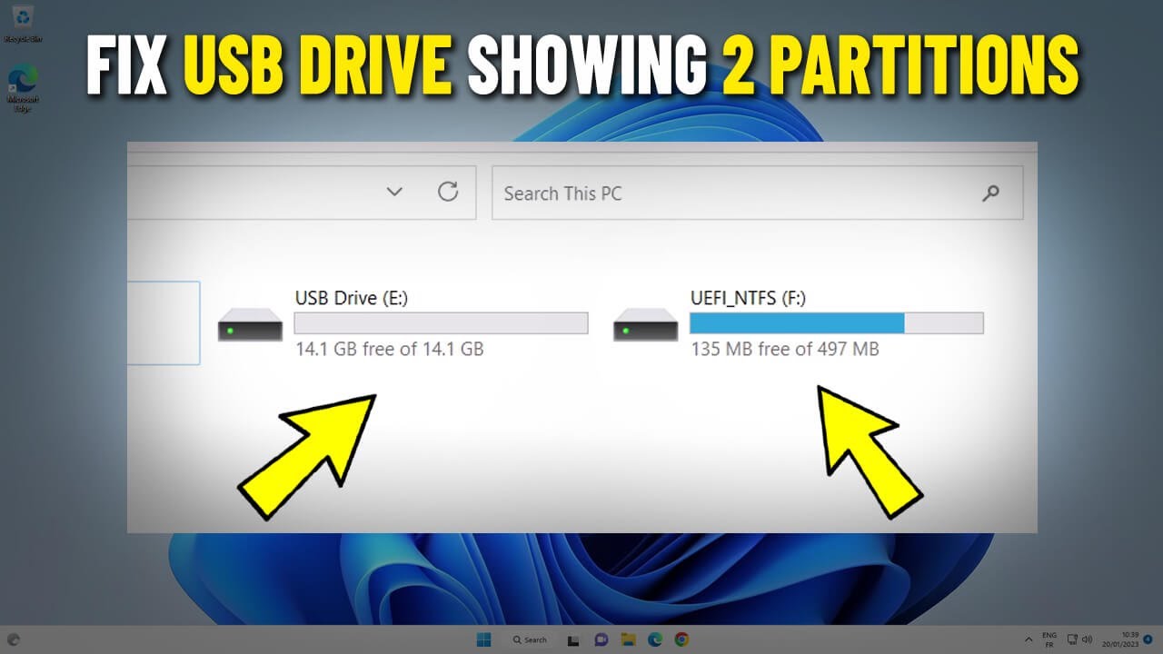 Исправить USB-накопитель с двумя разделами | Fix USB Pend Drive Showing two Partitions ✅