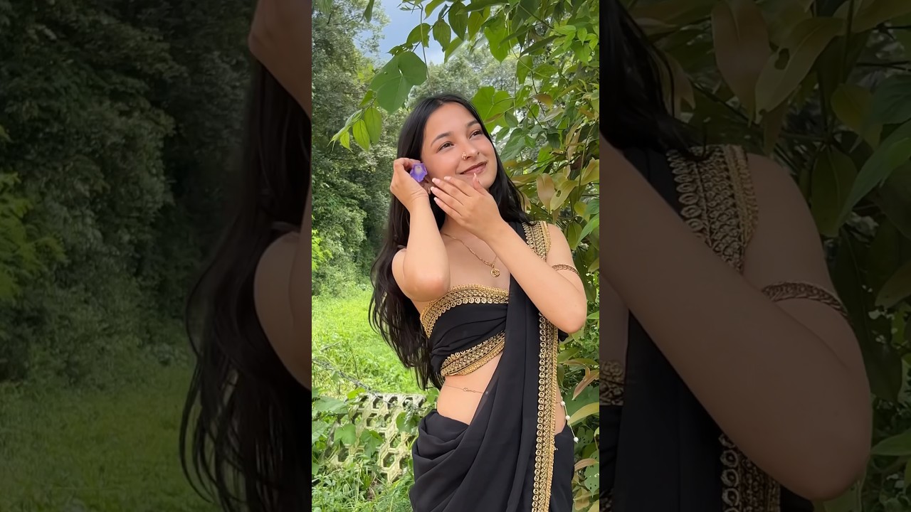 Jiya jale transition | black sari drape without blouse #ashortaday #trending #fashion #blacksari