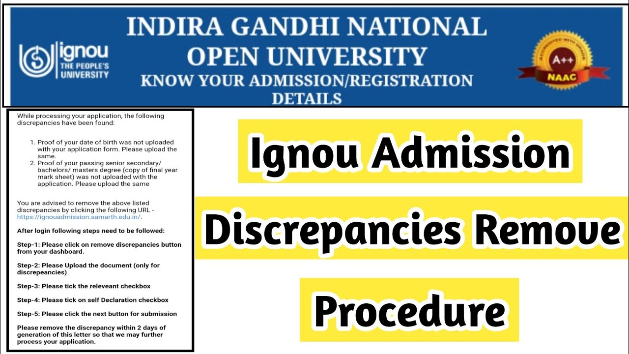 How To Remove Admission Discrepancies In Ignou | Mister Ignou #ignou #discrepancies