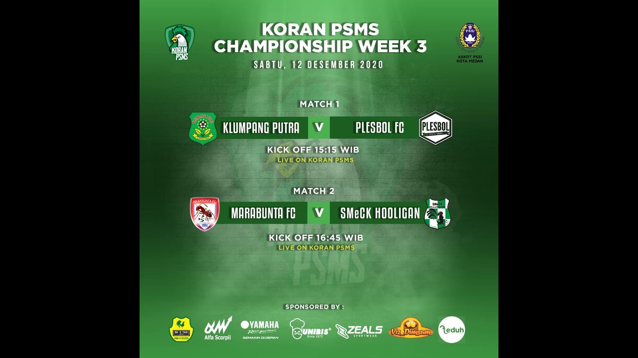 KORAN PSMS CHAMPIONSHIP : MARABUNTA FC vs SMECK HOOLIGAN