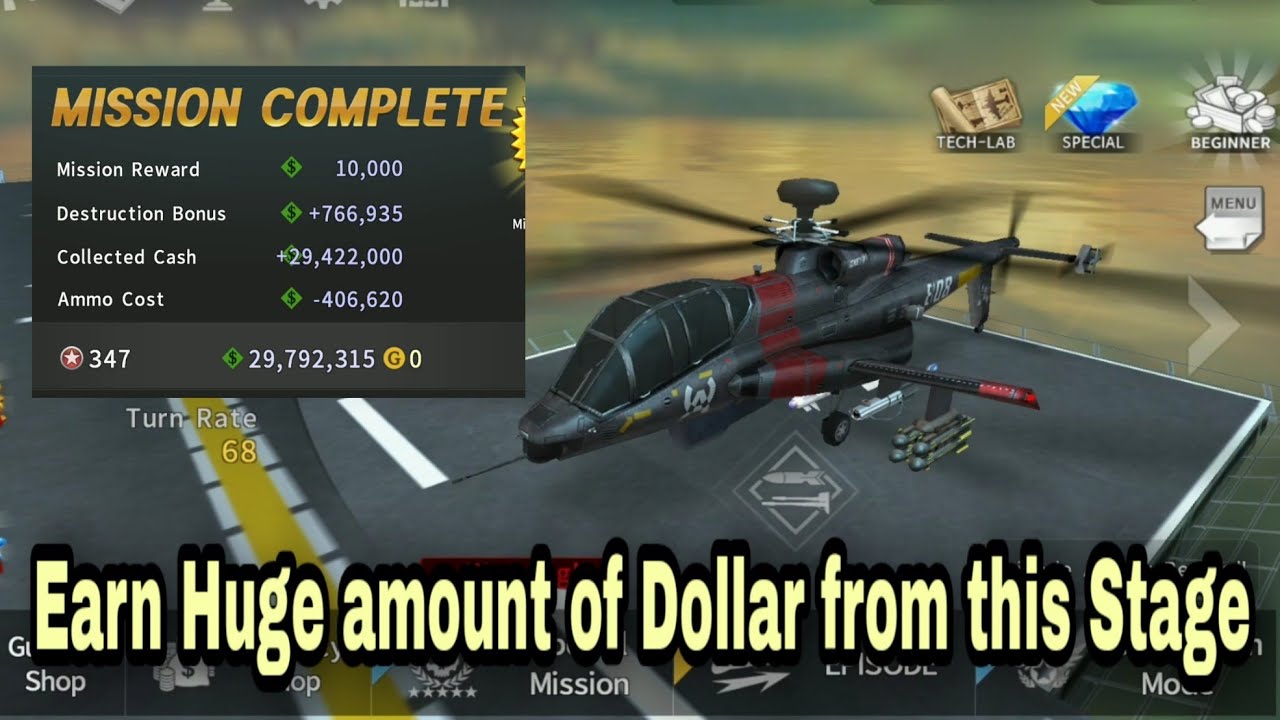 Gunship Battle: Earn Big Dollar in 1 Single Stage..