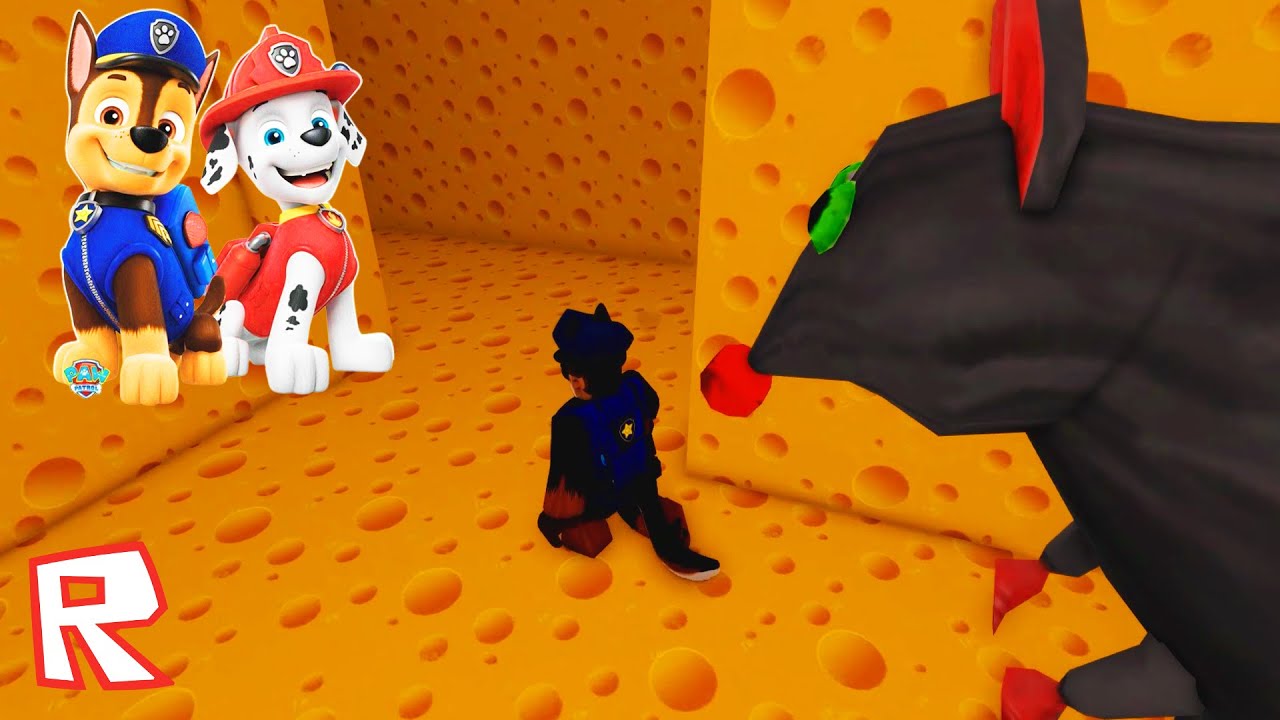 Chase from Paw Patrol and Marshall in the Roblox Cheese Maze Escape! 🧀