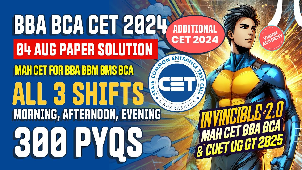 BBA BCA CET 4 Aug 2024 Paper Solution 🔥 All 3 Shifts - Morning Afternoon Evening Complete Solution🚀