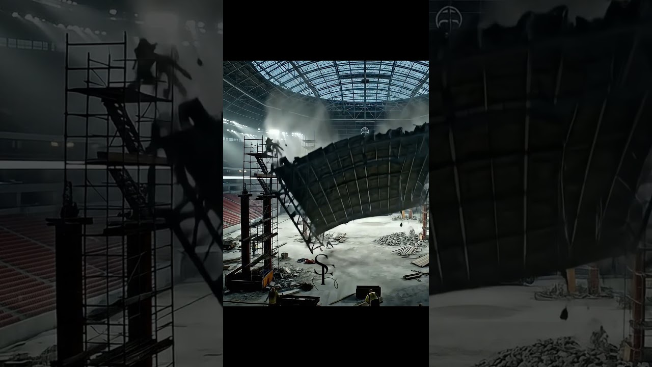 Stadium Roof Collapse During Construction | Sudden Fall of Steel Structure