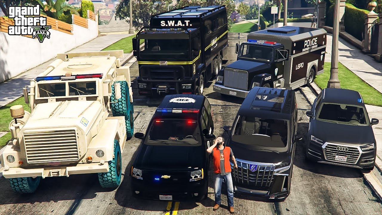 GTA V - Michael Stealing Heavy FIB Emergency Vehicles in GTA V! | (GTA V roleplay)