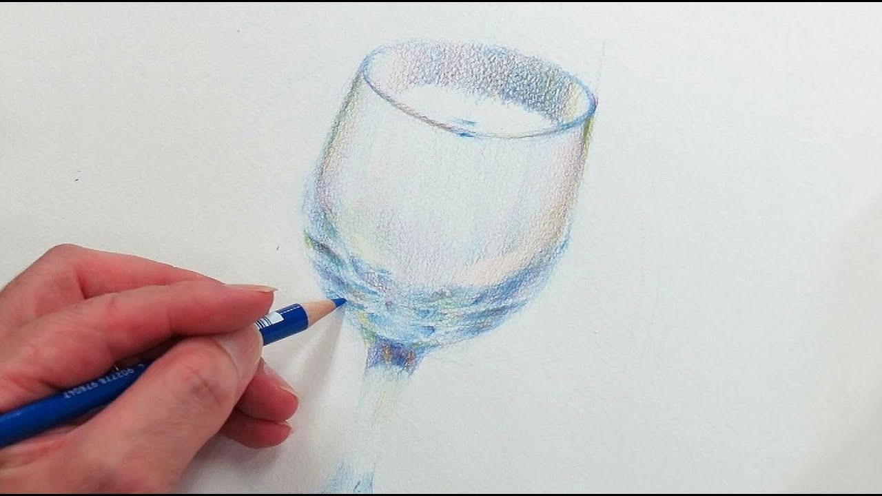 自宅で出来る！3色の色鉛筆で描くワイングラス