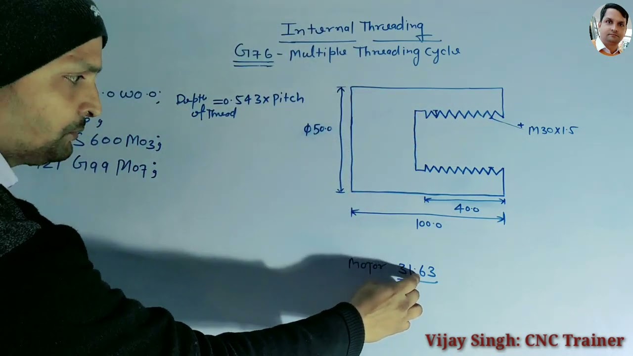 #INTERNAL #THREAD WITH THE HELP OF #G76 #MULTIPLE THREADING CYCLE BY THREADING INSERT ( 8750725636)
