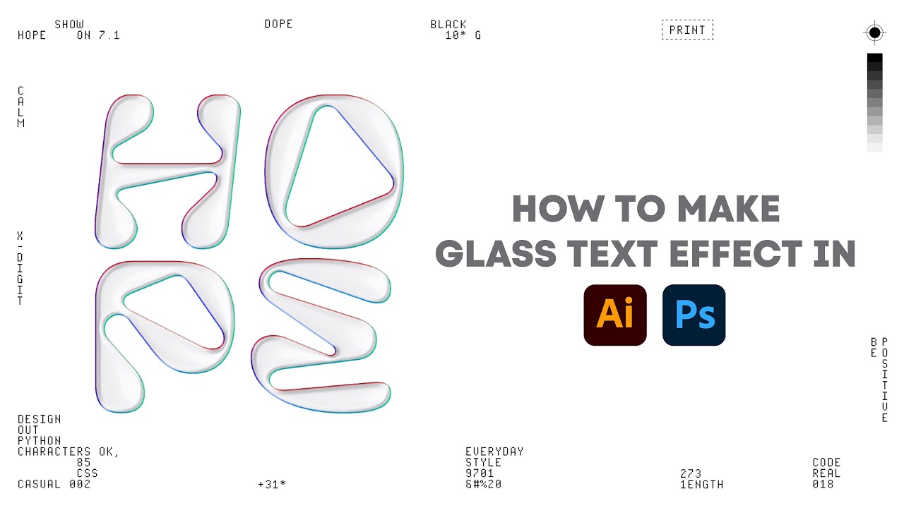 Эффект стеклянного текста для начинающих | Учебное пособие по Adobe Photoshop и Illustrator