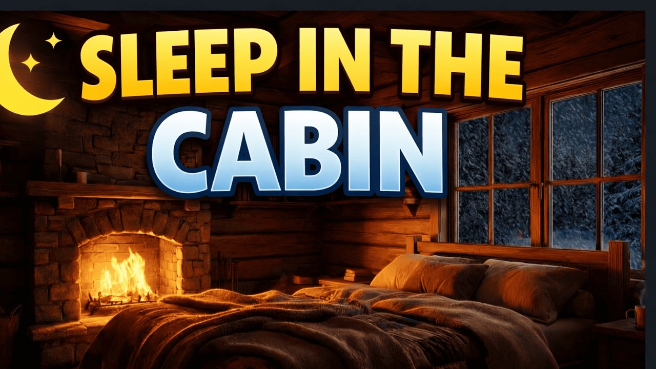 Cozy Winter Night in a Cabin ❄️ Soft Piano & Fireplace | Snowfall Outsid