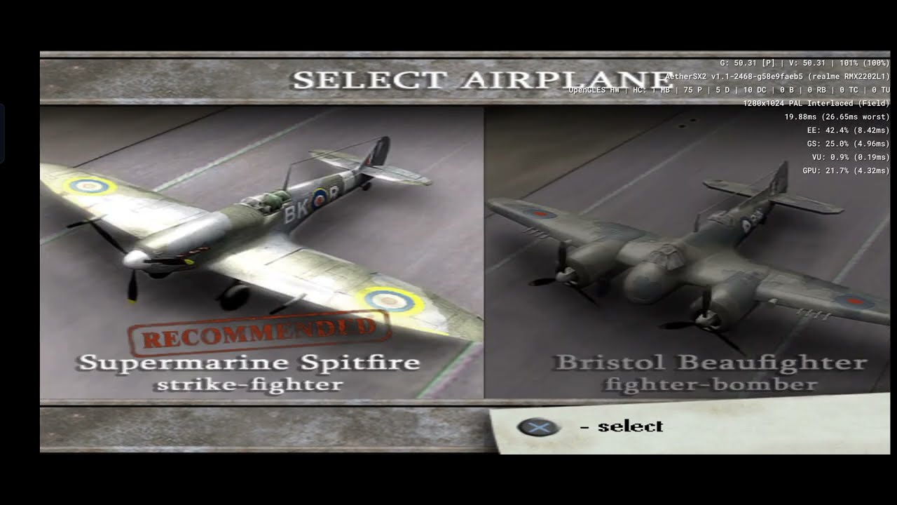 WWII - Battle Over Europe - Aethersx2 Android PS2 Emulator SD888 Realme GT