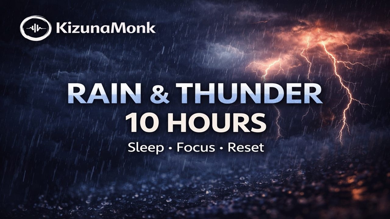 Heavy Rain & Thunder 🌧️ Sleep Instantly (10 Hours) Black Screen | Deep Sleep KizunaMonk #deepsleep